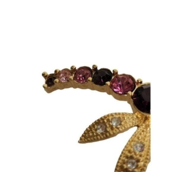 Vintage Dragonfly Brooch Pin Pink‎ Purple Clear Rhinestones - Picture 9 of 12